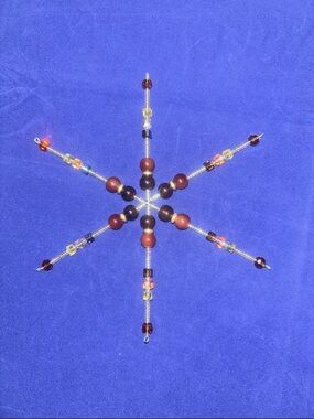 Beaded Snowflake Ornament in Gold and Brown